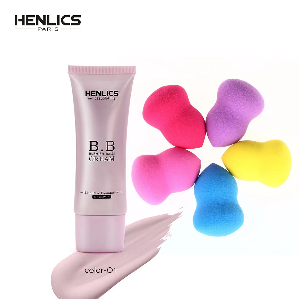 

Henlics Makeup Kit Perfect cover face BB Cream beauty Concealer Whitening Moisturizing Nude Foundation + puff Color random