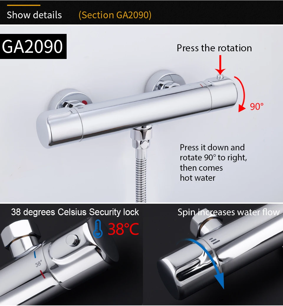GAPPO термостат смеситель для ванной настенный термостат смеситель для душа baignoire Термостатический смеситель для ванной