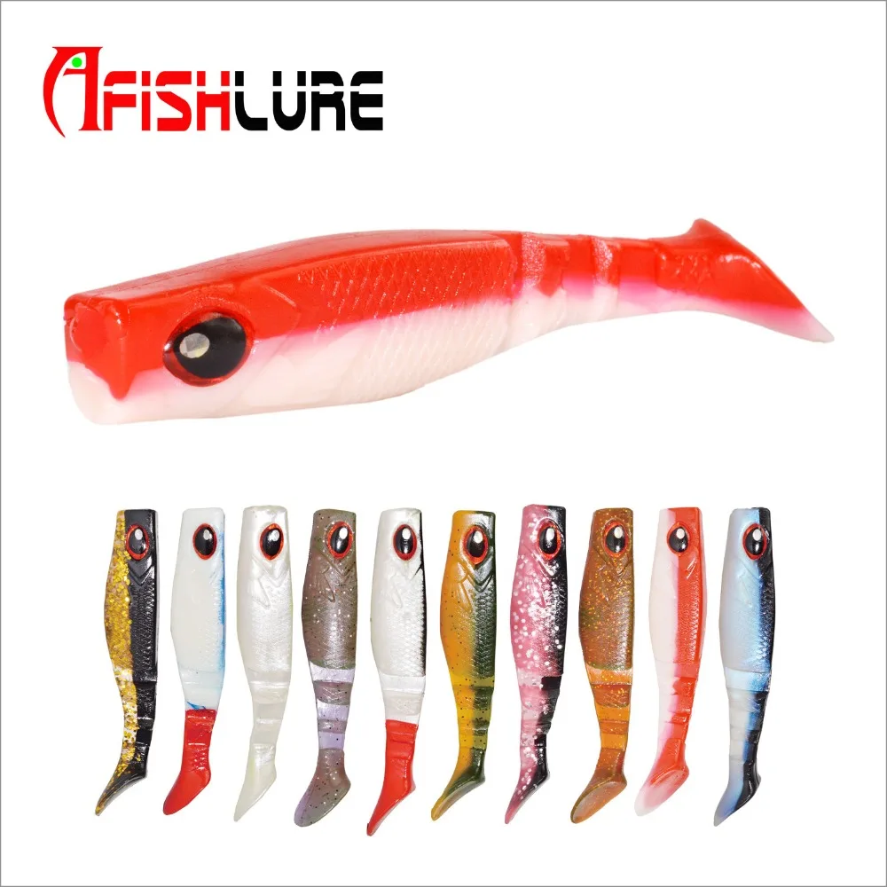 3pcs/lot Bicolor T Tail Soft Fish 6.5g/88mm Soft Bait Fish Shad Manual Silicone Bass Minnow Bait Sw