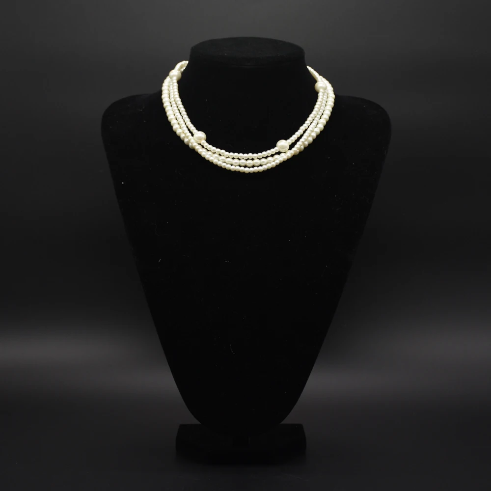 

2017 Nature peral jewelry 3 layer pearl chain necklace for women high quality chain for girl free shipping