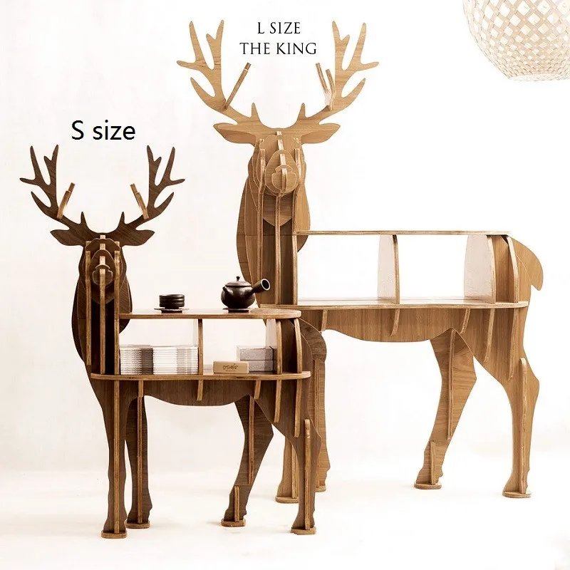 Top New! High-end "S" size lookback reindeer table Wooden home furniture! self-build puzzle furniture 4