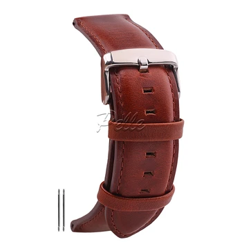 

Pelle Vintage Oil Wax Leather Strap Watchband Wristband 20mm Reddish Brown For Men And Women
