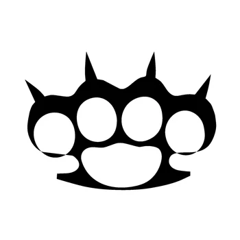 

12.7*9.2cm Brass Knuckles Spikes Car Stickers for Truck Window Bumper Auto SUV Door Kayak Car Body Vinyl Decal Black/Silver