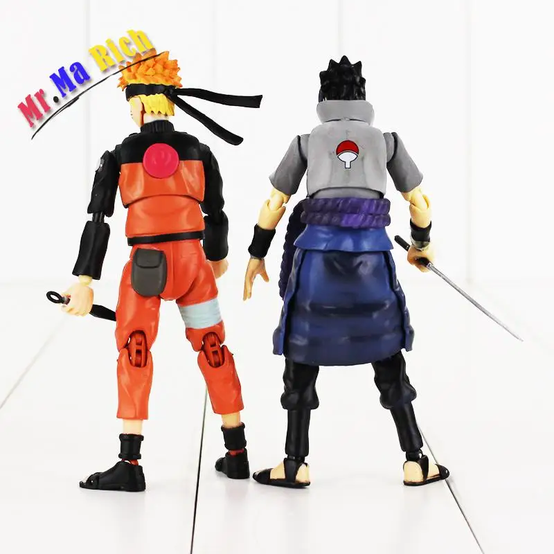 14 см аниме Наруто Shippuden Figuart Giocattolo Uzumaki Uchiha Саске фигурка Con La Spada Shuriken Arma Modello