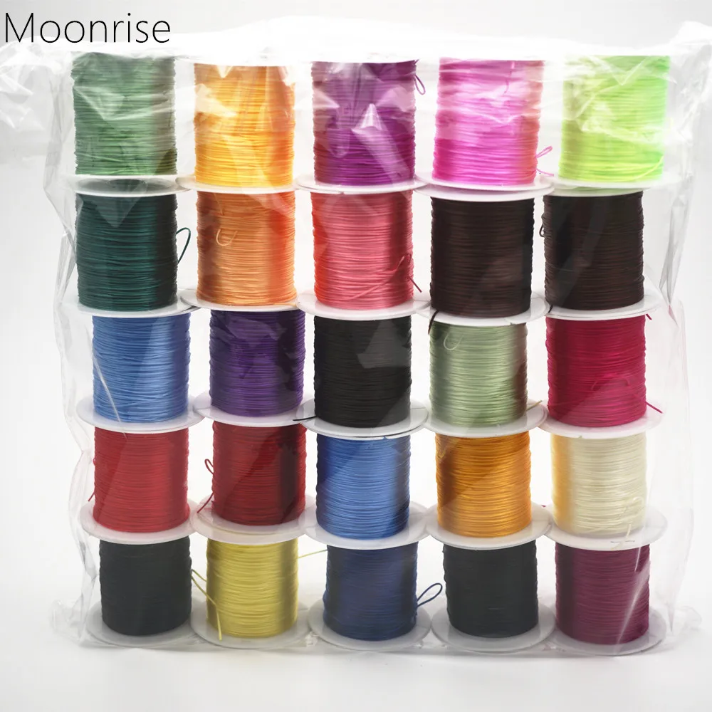 

25Rolls/lot 1mm*0.3mm Multi-color Elastic Beading Line Cord Thread String For DIY Bracelet Jewelry Making 10m/roll HK037