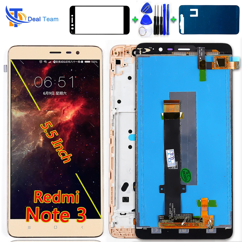 

Deal Team 5.5 inch Lcd Display For Xiaomi Redmi Note 3 150mm 1920*1080 Touch Screen Digitizer Assembly Frame Tools And Glassfilm