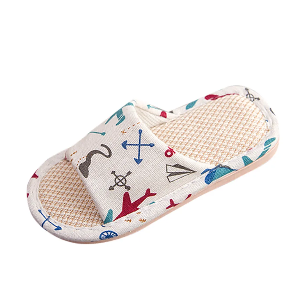 Beige Kids Slippers Toddler Infant Girls Boys Unisex Cartoon Linen Slippers Shoes Pantuflas Infantiles Children Flip Flop Slippers Kid - Цвет: Beige