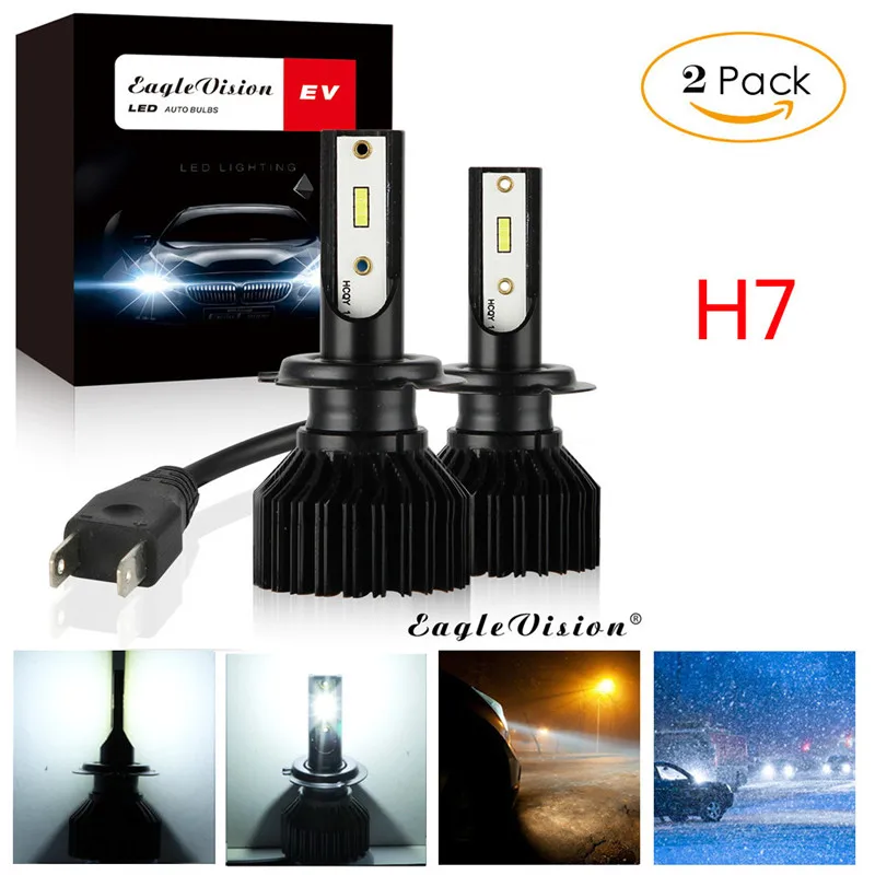 

kongyide Car Light 2Pcs H7 2000W 30000LM LED Headlight Bulbs Conversion Kit 6000K White High Low Beam 9-32 V je15