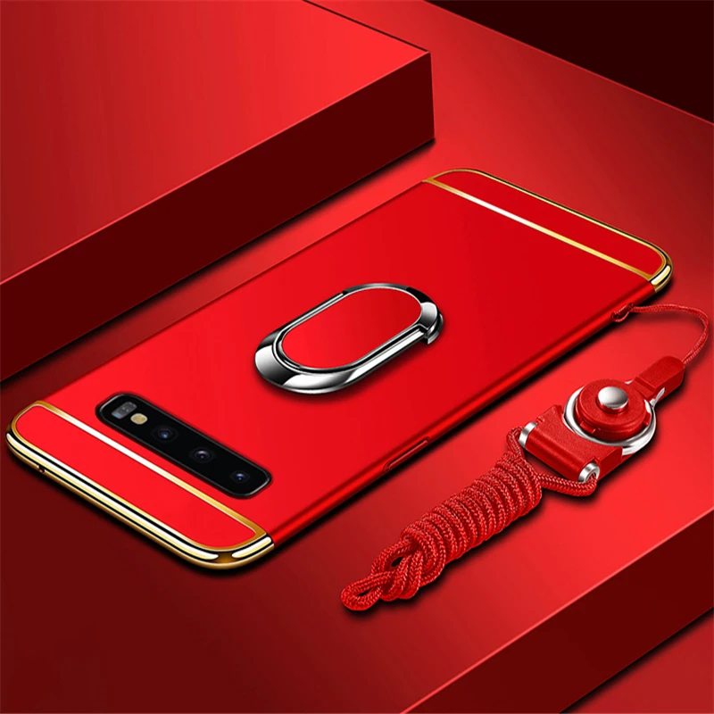 Для samsung Galaxy S10 Plus, роскошное магнитное кольцо, ультра тонкий матовый Жесткий ПК держатель, чехол для телефона для samsung S10e S10 Lite, чехол Coqa - Цвет: Red