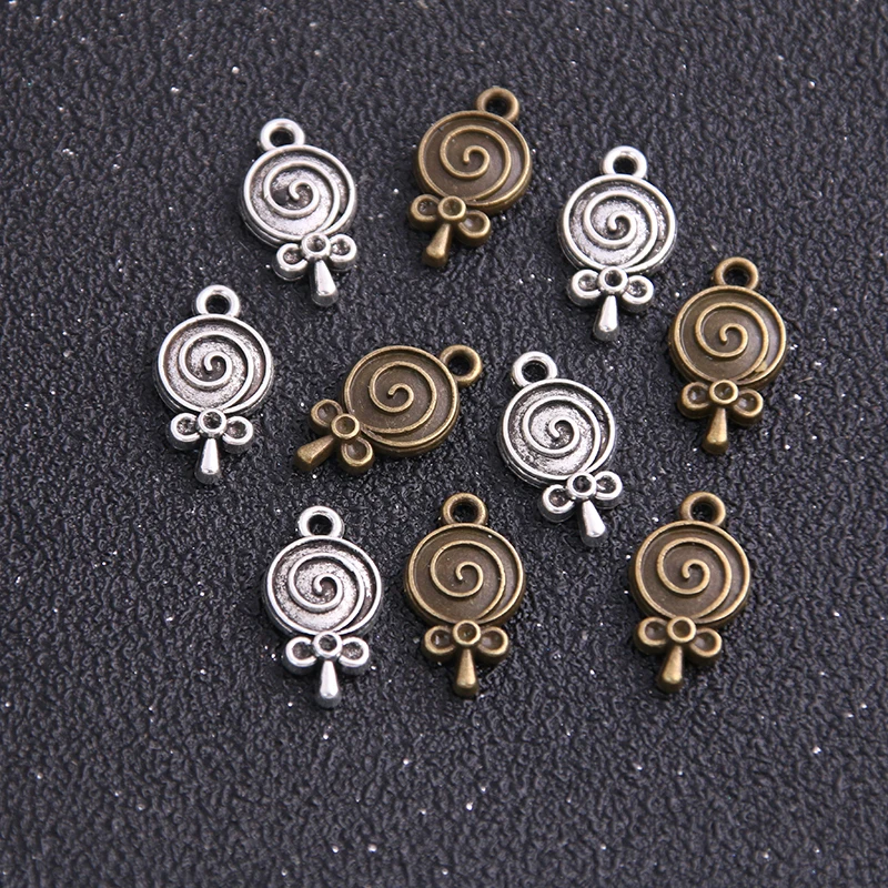 

22PCS 10*18mm New Product Two Color Small Bow Lollipop Charms Pendant Jewelry Metal Alloy Jewelry Marking