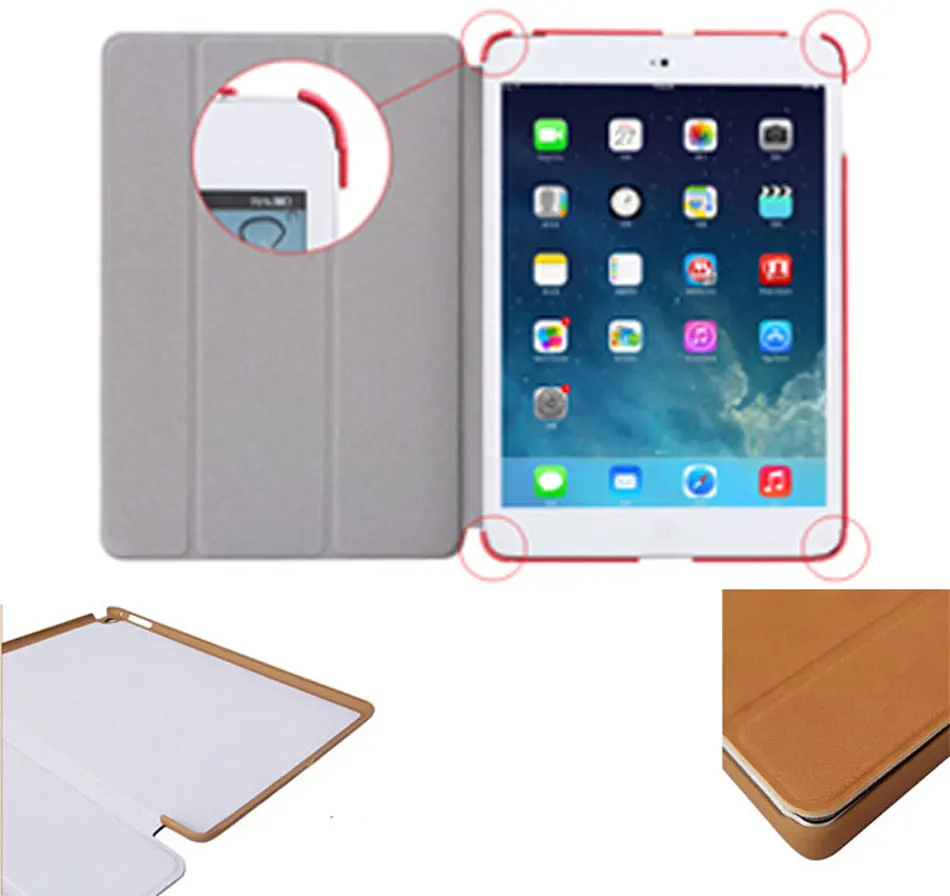 Deerskin Grain Tablets Case For iPad 568 9.7'' Smart Wake Sleep PU+PC Cases Tri-folded Protective Cover For iPad 9.7 2018 Case-6