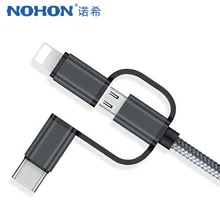 NOHON-Cable de carga Micro USB tipo C 3 en 1 para móvil, Cable de carga rápida para iPhone X, 8, 7, Oneplus 5, Samsung Galaxy S8