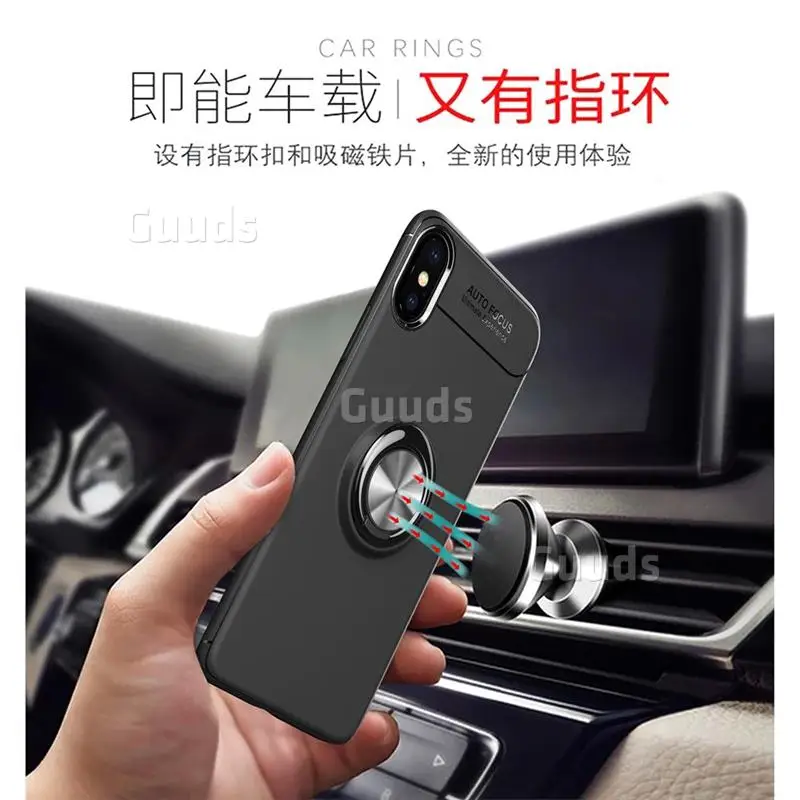 Auto Focus Invisible Ring Holder Soft Phone Case for iPhone X(5.8 inch) - Black