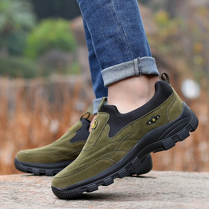 army green slip on sneakers