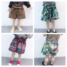 Летние вельветовые шорты в Корейском стиле с цветочным принтом для маленьких девочек Детские Модные Повседневные Шорты