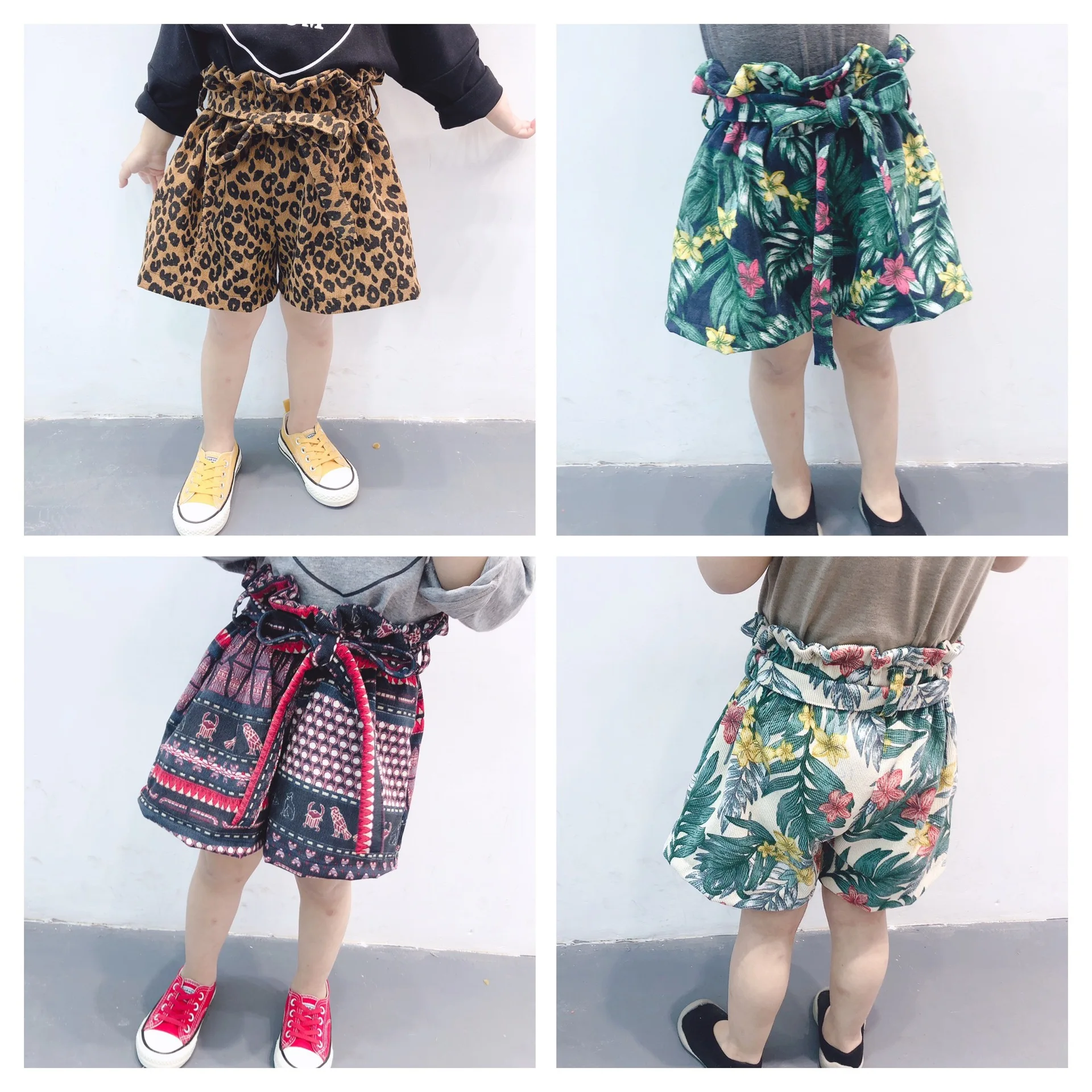 

Summer 2019 Korean style baby girls floral corduroy shorts kids children fashion casual shorts