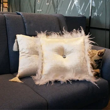 

Solid Diamond Cushions Round Square Cushion With Filling For Home Sofa Bed Car Coussin Feather Edge Almofada Model Room Decor