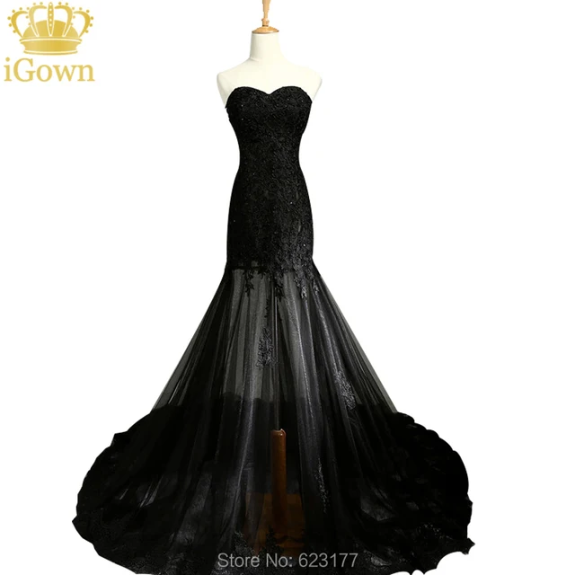 Royal Train Black Wedding Dress Lace Mermaid Bridal Gown Vestidos De Royal Train Black Wedding Dress Lace Mermaid Bridal Gown Vestidos De Noiva Plus Size Robe Mariage
