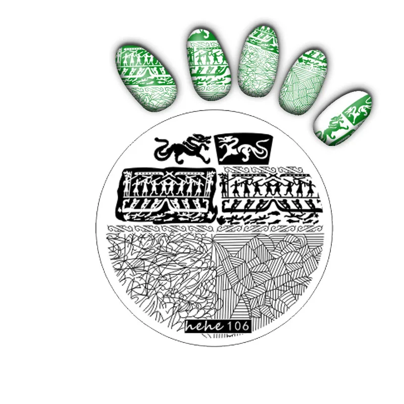 1 шт круглая форма hehe серия пластина с изображениями для нейл-арта Штамп Штамповка ногтей пластины маникюр шаблон - Цвет: hehe106