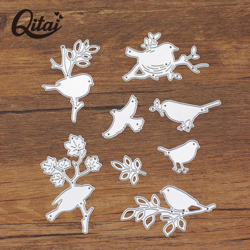 

Original QITAI 8pcs Birds and flower and leaves decoration for home DIY scrapbooking Cutting Dies Metal Material die cutter D198