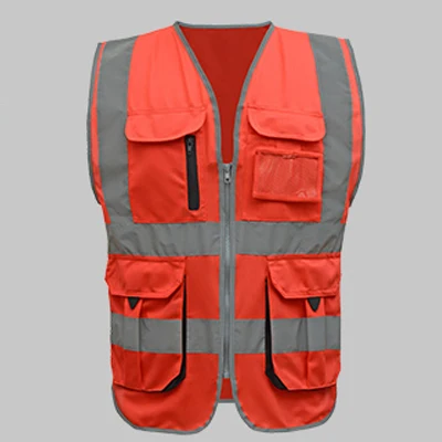 melhor Homens Mulher colete de trabalho colete de segurança de Alta visibilidade workwear construção colete de segurança colete refletivo vermelho com logotipo frete grátis