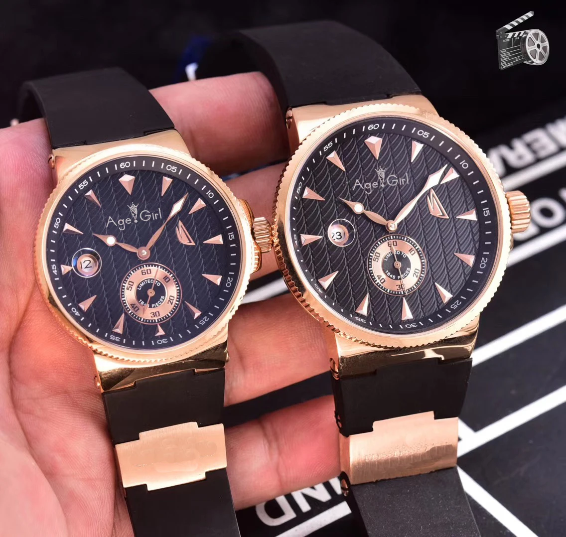 

Luxury Brand New Men Automatic Mechanical Watches Black Blue Rubber Sport Rose Gold Stainless Steel Watch Calendar Limited AAA+