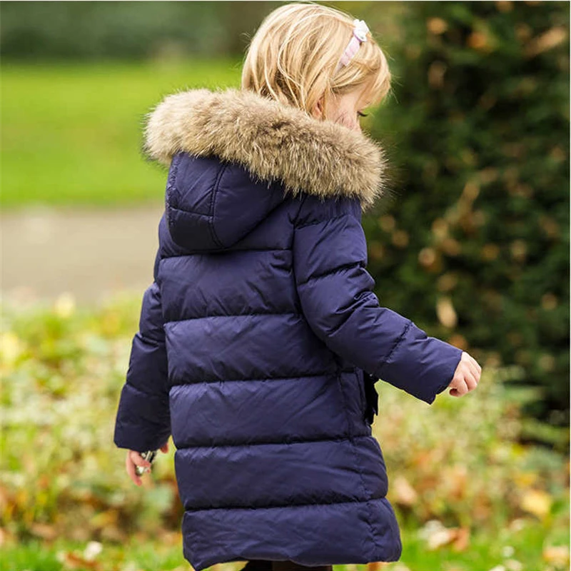 Детские парки для девочек; зимние классические однотонные Длинные куртки с капюшоном в европейском и американском стиле; верхняя одежда