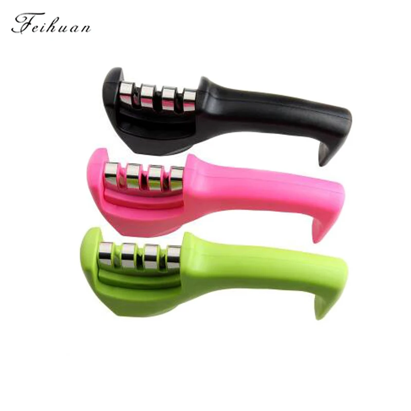 Professional Stainless Steel Knife Sharpener Quick 3 Stages Grinder Non-Slip Silicone Accessories | Дом и сад
