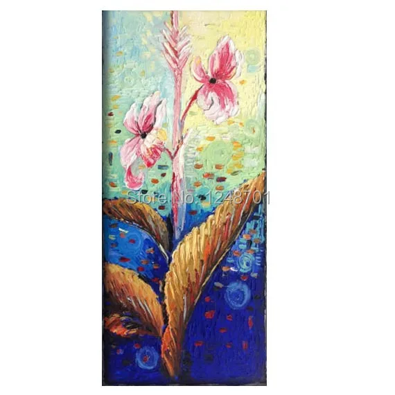 Abstract Oil Painting Canna lily flower Impasto Palette Knife fine thick textured art