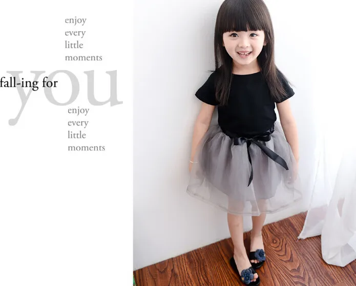 Bosudhsou/ г., летняя детская хлопковая футболка+ юбка-пачка платье-пачка комплекты одежды для девочек от 2 до 6 лет, новая модная детская одежда