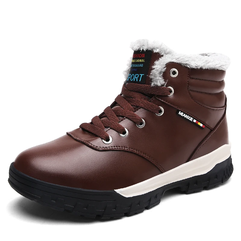 LAISUMK/мужские кожаные зимние ботинки; ботильоны на шнуровке; высокие зимние водонепроницаемые кожаные ботинки; подарок с меховой подкладкой; размеры 39-48