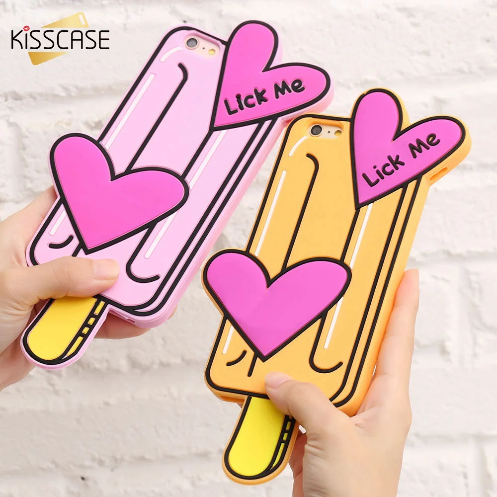 KISSCASE Heart Image Ice Silicon Case For iPhone 6 6s 7