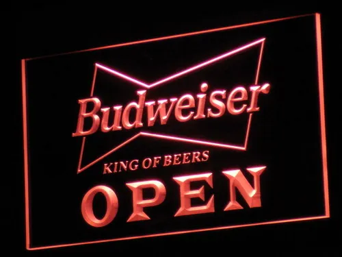 

a113 OPEN Budweiser Beer NR Pub Bar LED Neon Light Signs with On/Off Switch 20+ Colors 5 Sizes to choose