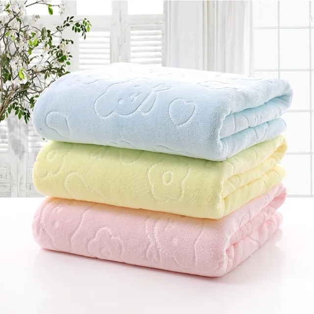

Family Hotel Microfiber Cartoon Embossed Bath Towel Cotton Bamboo Fiber Towel Sport Towels Gym Fast Drying Large Quick-dry Bath