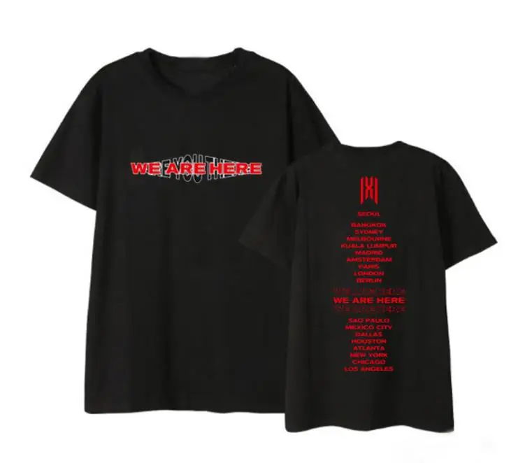 

Kpop monsta x we are here world tour city names printing o neck t shirt unisex fashion summer short sleeve t-shirt