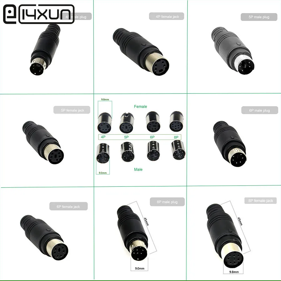 

10pcs PS2 4P 5P 6P 8P Plug Socket DIN S Terminal Male Female Mini Plugs Jack Connectors MD4 MD5 MD6 MD8 PLC Connector