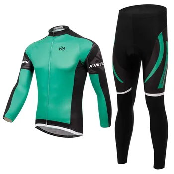 

XINTOWN 2019 Pro Team Cycling Clothes Men long sleeve Jersey Suit Outdoor Riding Bike MTB Clothing Bib Pants Set Green &Black