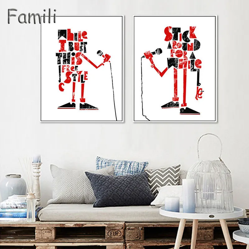

Cartoon Letters Illustrations Kids Room Decor Canvas Print Painting Poster Robots Sing A Song Wall Pictures For Home Decoration