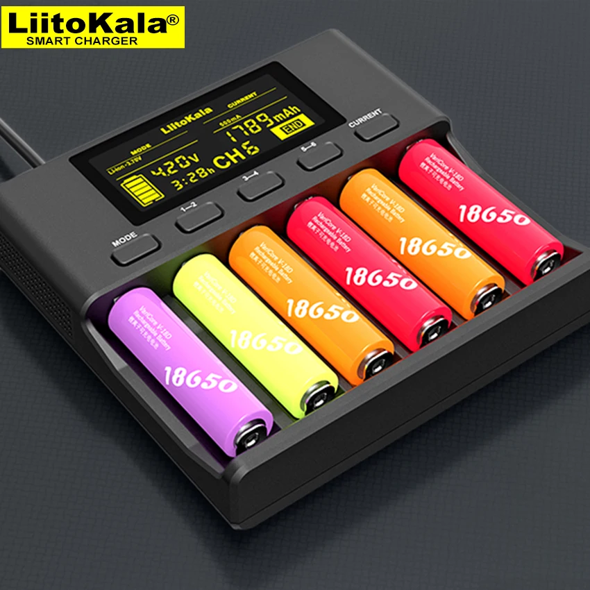 

Liitokala Lii-S6 Lii-S4 Battery Charger, Charging 18650 3.7V 18350 18500 21700 20700B 10440 26650 1.2V AA AAA NiMH Battery.