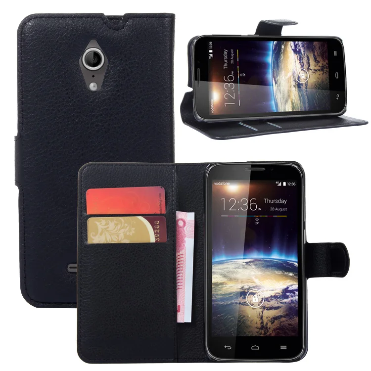 

Fashion Wallet PU Leather Case Cover Flip Protective Phone Back Shell For Vodafone Smart 4 Turbo Visa Card Slot With Stand