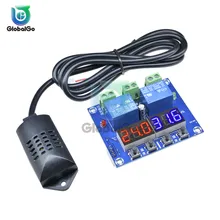 DC 12V Digital Display Dual Output Thermostat LED Temperature Humidity Controller Module Relay Thermometer Hygrometer M452 100% new and original fotek temperature controller mt72 r 90 265vac relay output