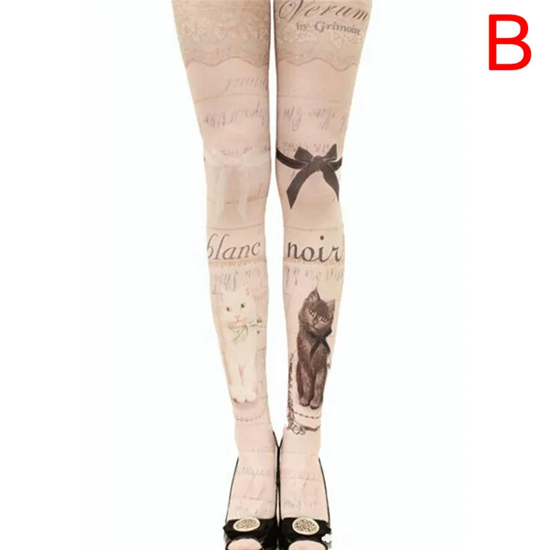 

Women Tights With Cats Harajuku Tattoo Cat Pantyhose Female Fancy Stocking Medias Party Pants For Women pantyhoses Lolita