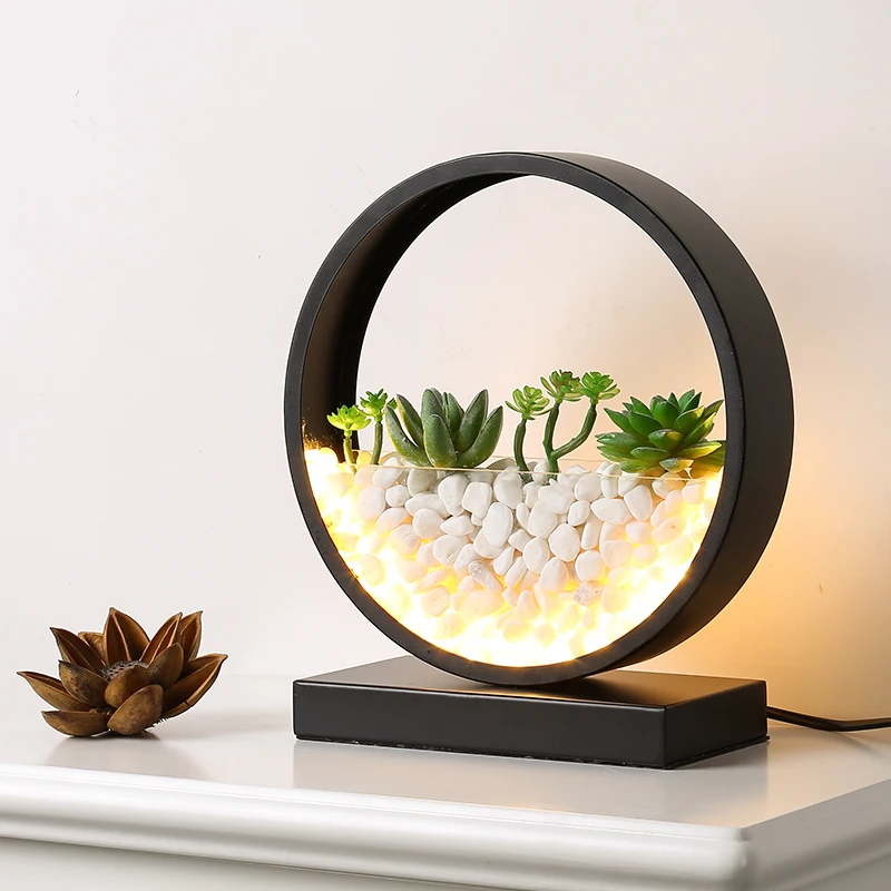 LED lamps ROUND plant table lamp bedroom bedside LED black lamps
