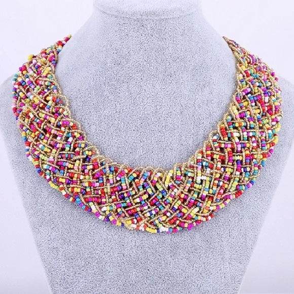 Colorful Exknl Boho Богемские ожерелья для Для женщин макси ювелирный набор Красочные колье Цепочки и ожерелья s модная женская бижутерия - Окраска металла: Colorful