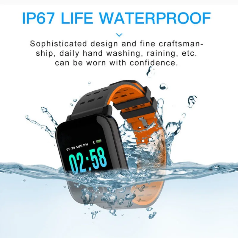 

A6 Bluetooth Smart Watch Alarm Reminder Waterproof Blood Pressure Fitness Watch Waterproof Smart Bracelet for IOS Android Gifts