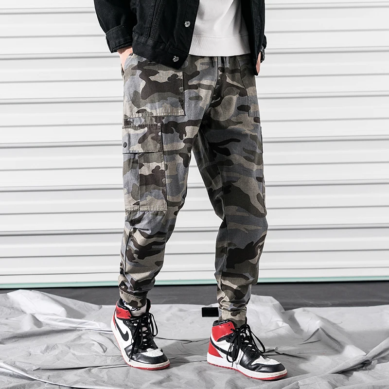 M-3XL 2019 Spring Track Pants Men Sweatpants Mens Joggers Pants Cargo Camo Tactical Harem Camouflage Cargo Pants Black