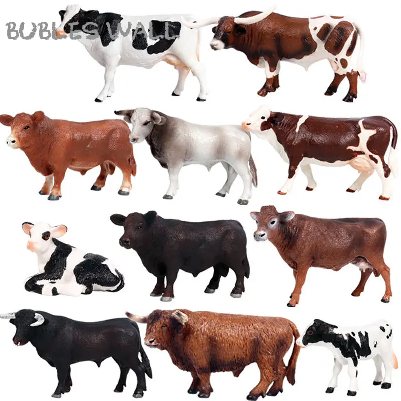 

Farm Animals Cow Simulation Cattle Calf Bull OX Model Action Figures Wild Buffalo Figurines PVC Education Toy For Kid Gift