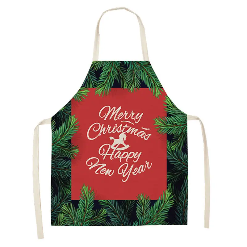 1Pcs Merry Christmas Apron for Woman Pinafore 53*65cm Cotton Linen Bibs Xmas Decor Pendant Kitchen Cooking Accessories MX0004 - Цвет: CM1006-17