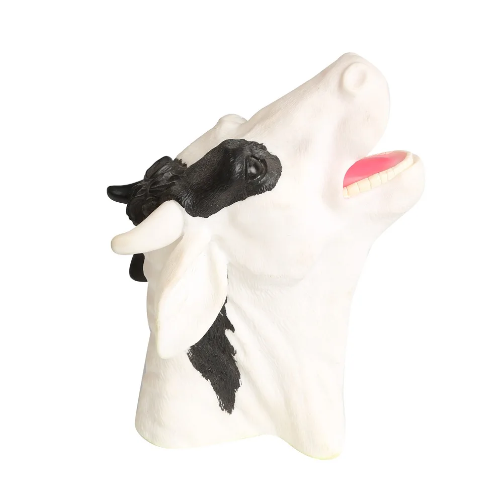 Имитация милой коровы куклы для театра марионеток перчатки мягкие виниловые животные голова коровы палец кукольные театры кукла Модель Игрушки для маленьких детей