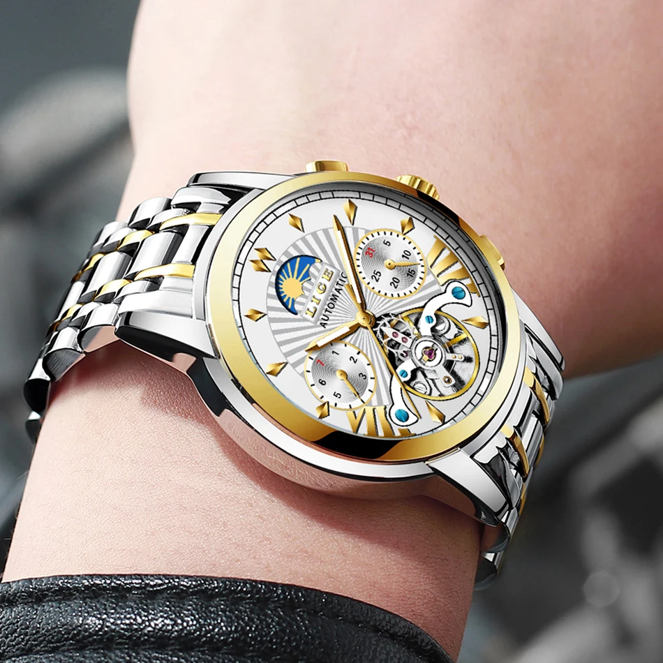relógio de negócios masculino tourbillon à prova